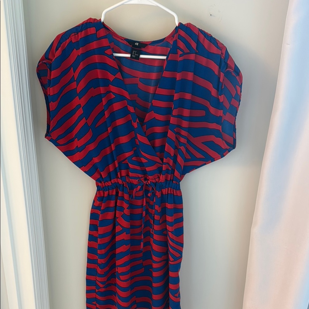 H&M Vibrant Red and Blue Striped Top
